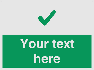 Custom green background, green tick sign